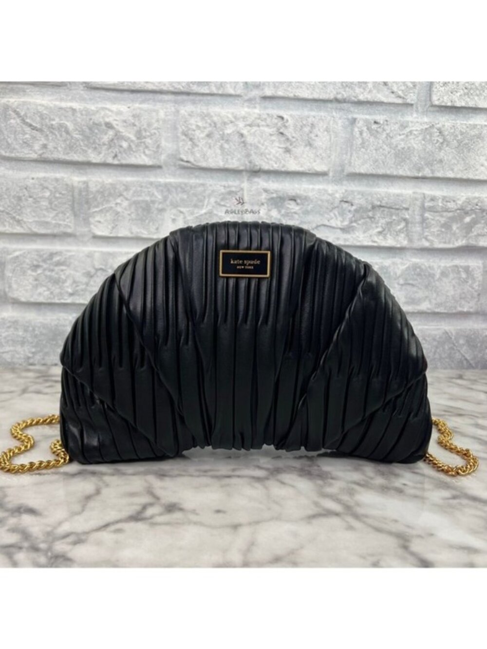 Kate Spade Patisserie Pleated 3d Croissant Clutch In Black